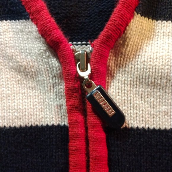 Liz Claiborne Sport zip-up striped cardigan knitted sweater - Picture 2 of 3